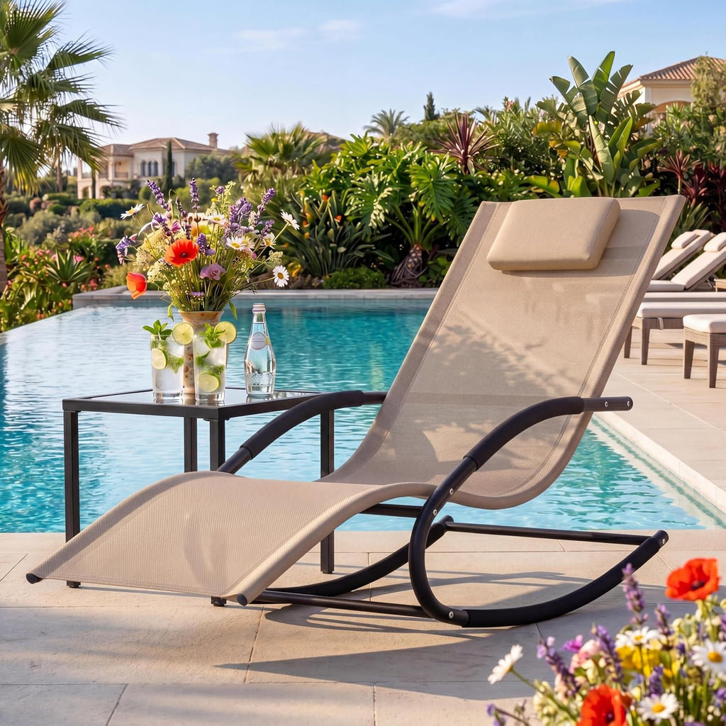 Brown Outdoor Rocking Lounge Chair