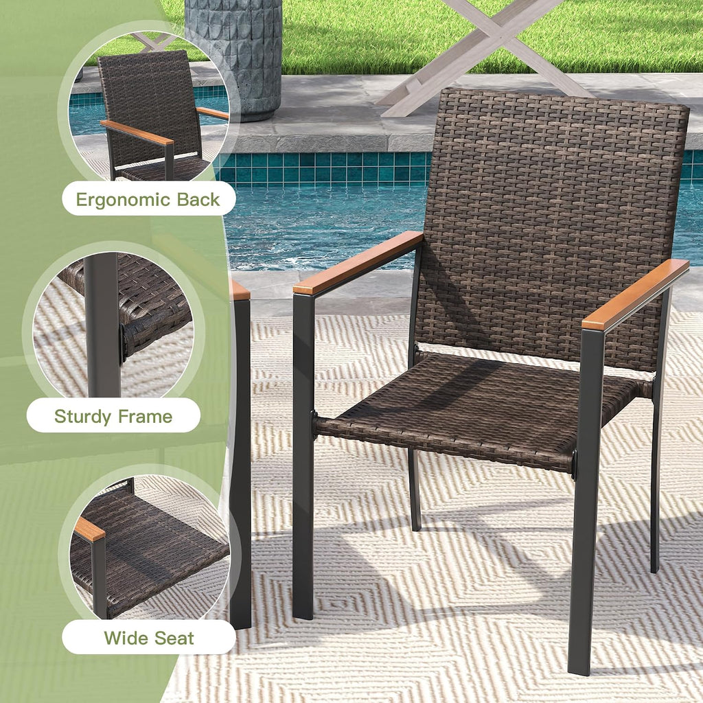 Stackable Wicker Patio Dining Chairs