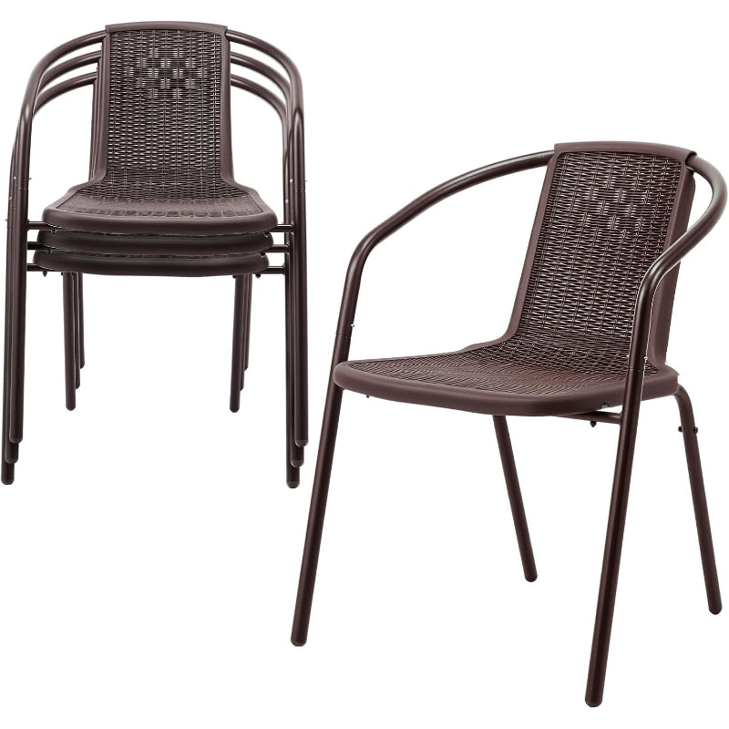 Set of 4 PE Rattan Dining Chairs