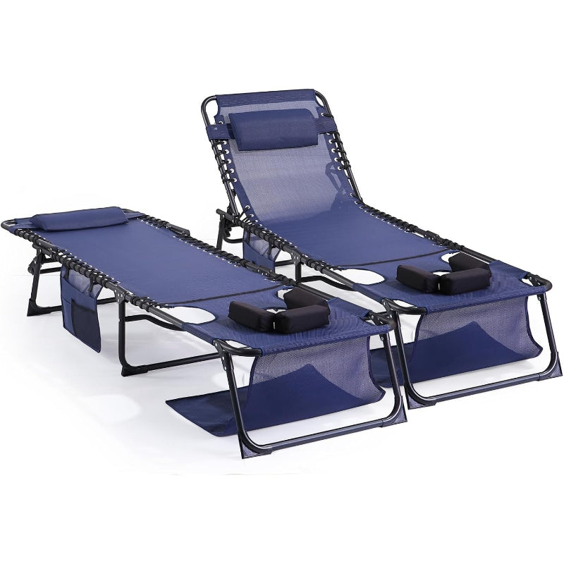 Set of 2 Folding Tanning Lounge Chairs