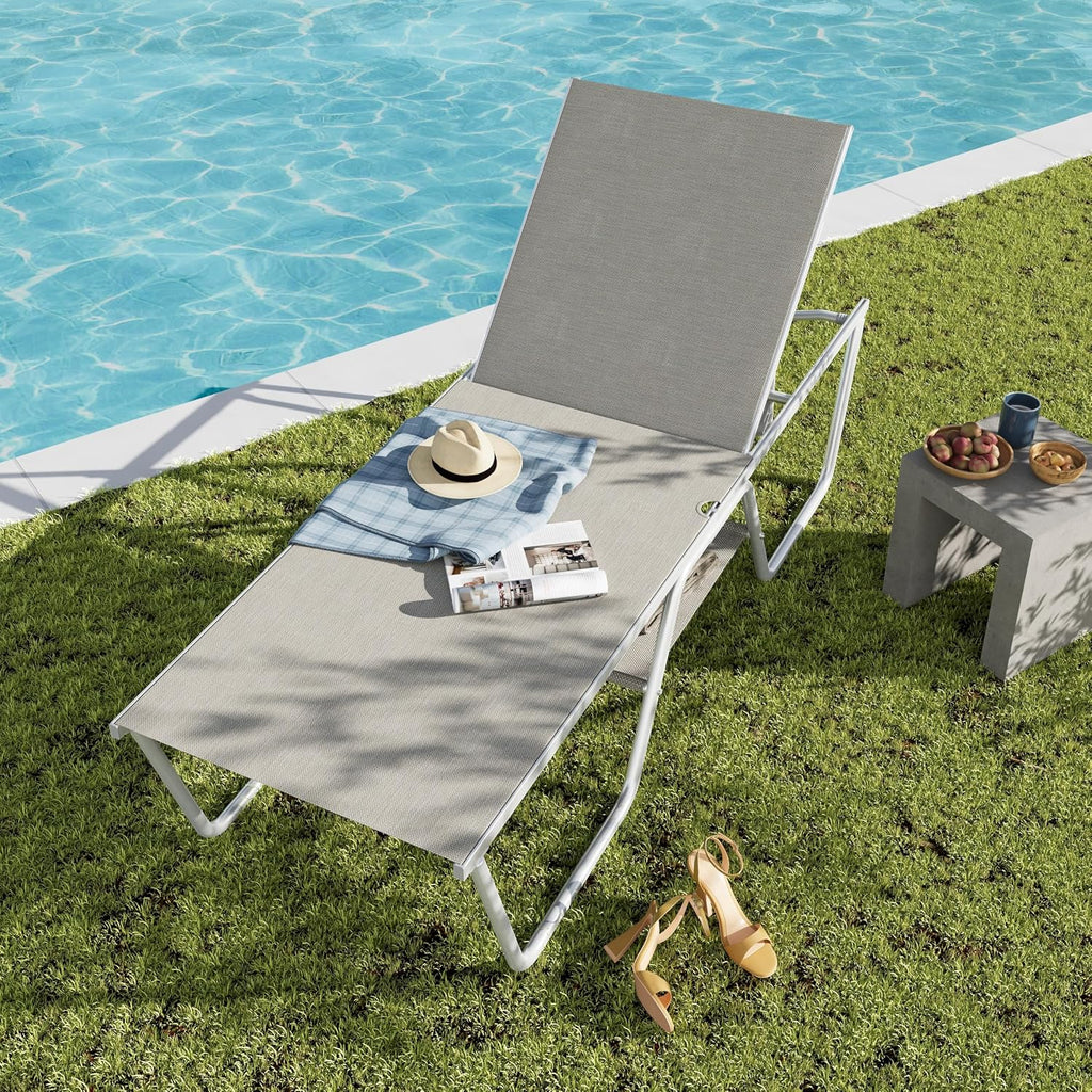 78" Khaki Chaise Lounge