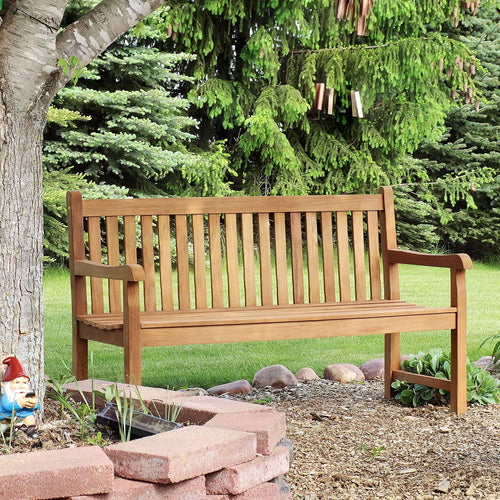 59" Light Brown Teak Bench