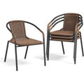 Set of 4 Brown Stackable Rattan Dining Chairs