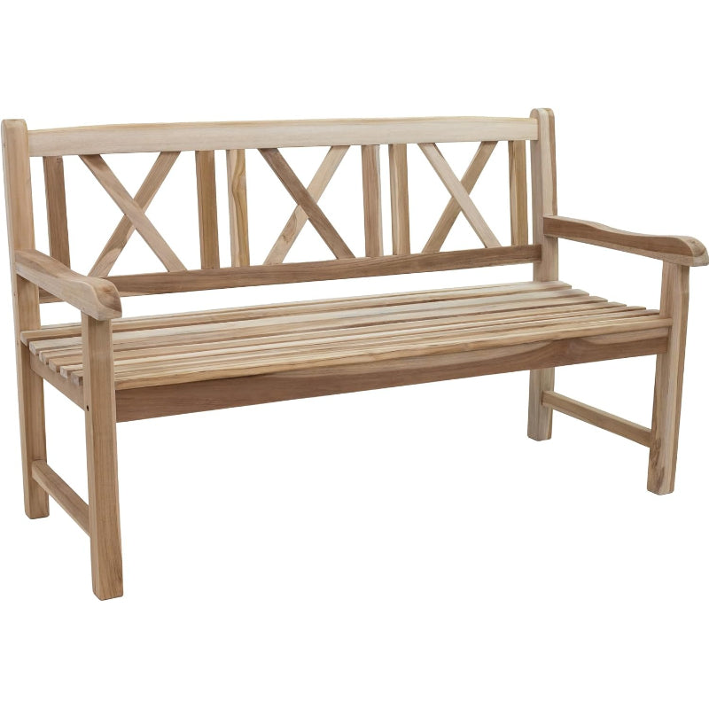 59" Cross-Back Teak Bench