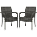 Set of 2 Gray Stackable Rattan Dining Chairs